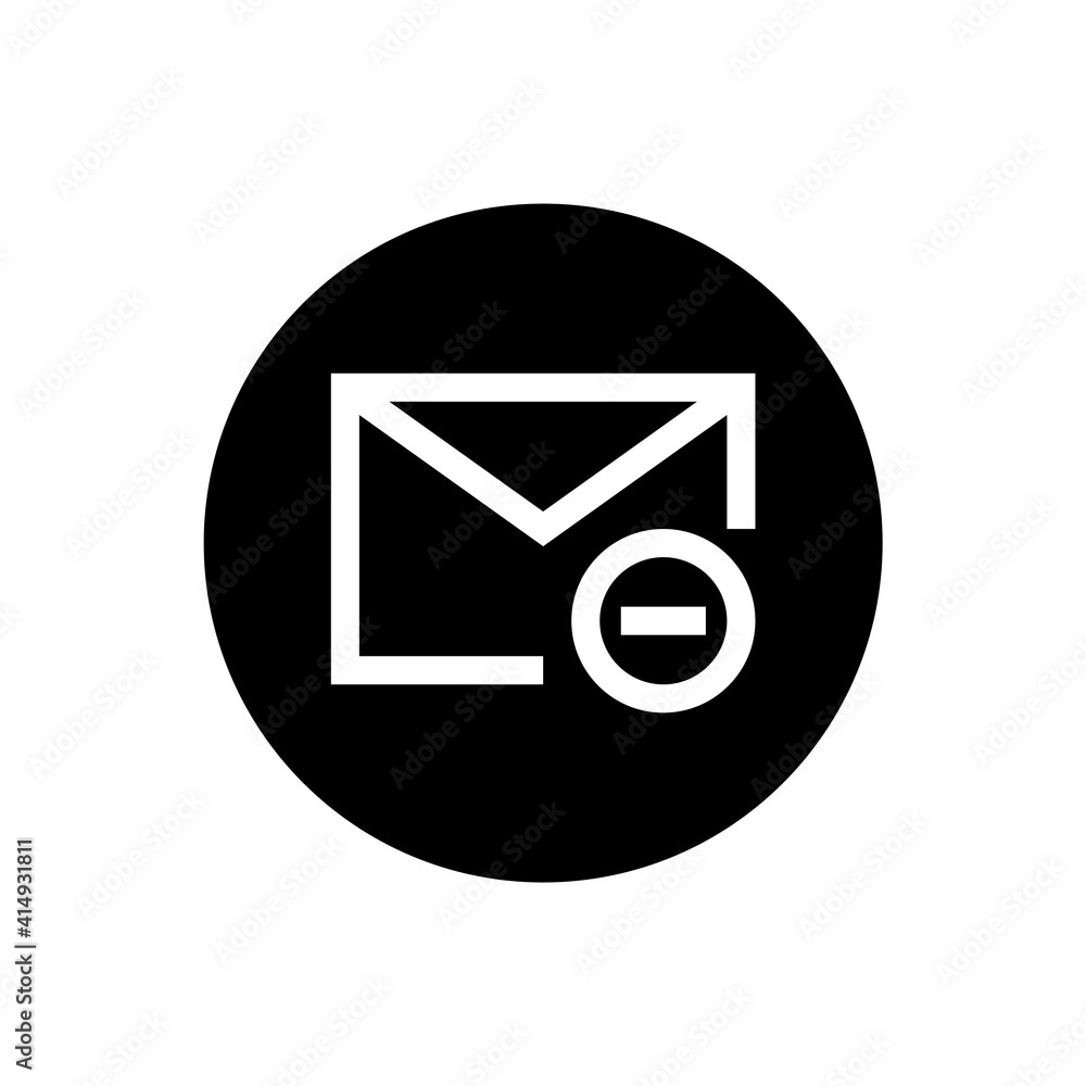 Email minus icon in black round style Email minus icon in black round style