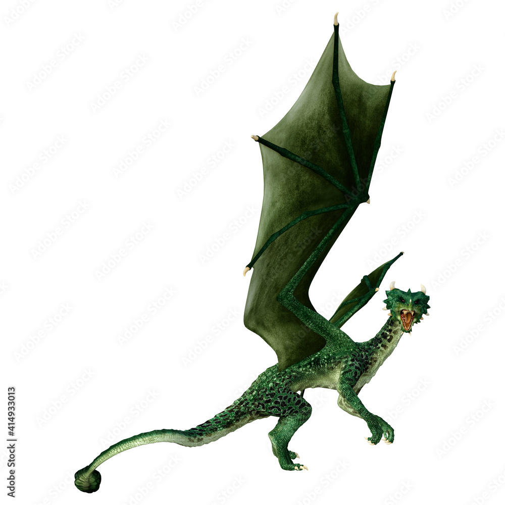 Fototapeta premium 3D Rendering Fairy Tale Dragon on White
