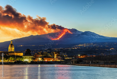 Canvastavla eruzione dell'Etna del 16/02/2021