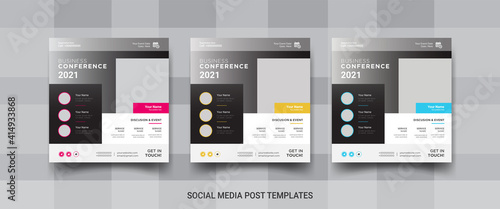 Business conference social media post templates for promotion 