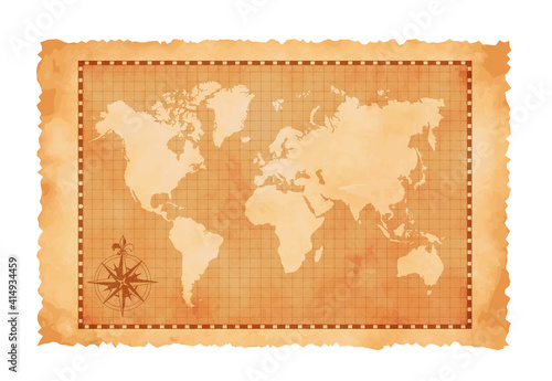 Old vintage world map vector illustration