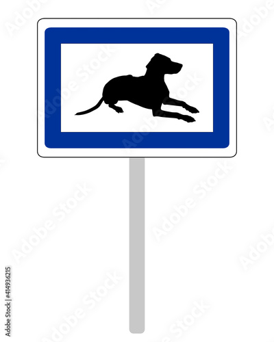 Verkehrszeichen für Hunde, die darauf warten, abgeholt zu werden