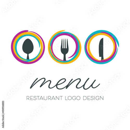 Abstract vector restaurant menu design simple cutlery signs