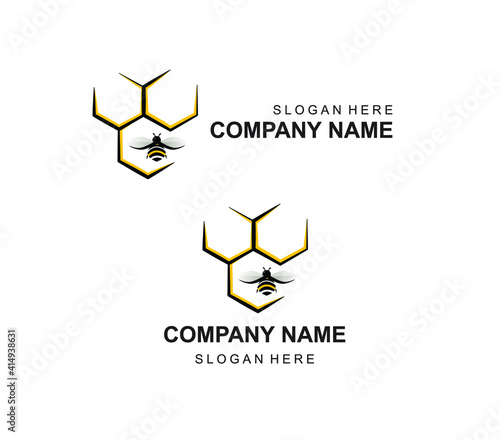 logo for personal business bee in honeycomb realistic
