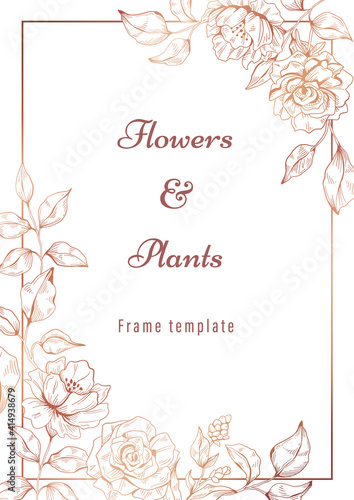 Flowers and plants frame template
