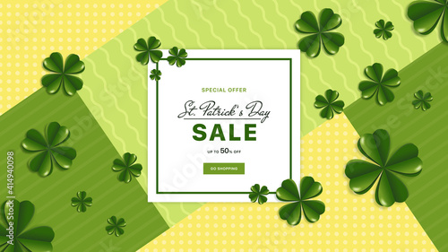 St.Patrick's Day Sale banner. Promo sale 17 March banner 