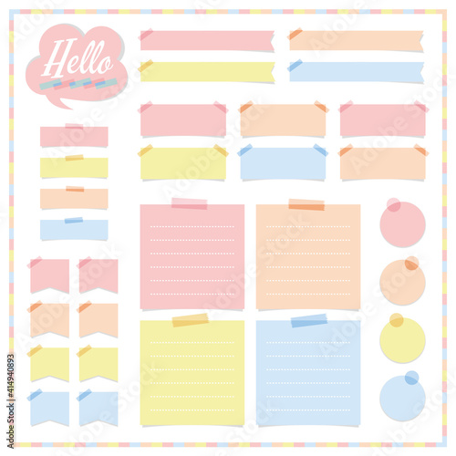 A collection of colorful pastel labels.　Perfect for websites and blogs. White background