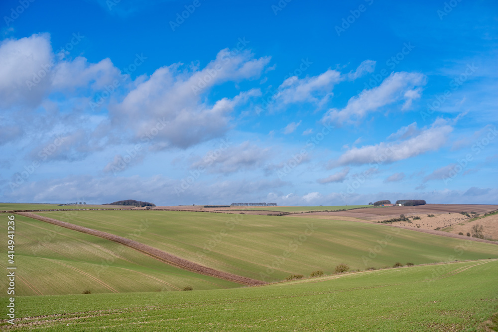 Rolling hills and blue sky