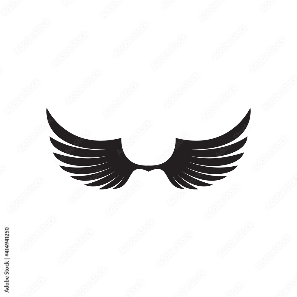 Obraz premium Black wing drawing on a white background. Vector