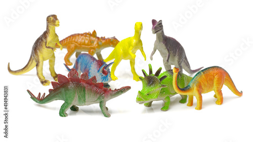 Fototapeta Naklejka Na Ścianę i Meble -  dinosaurs toys on white background