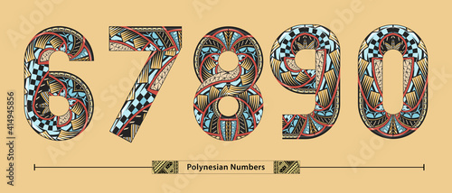 Numbers polynesian style in a set 67890