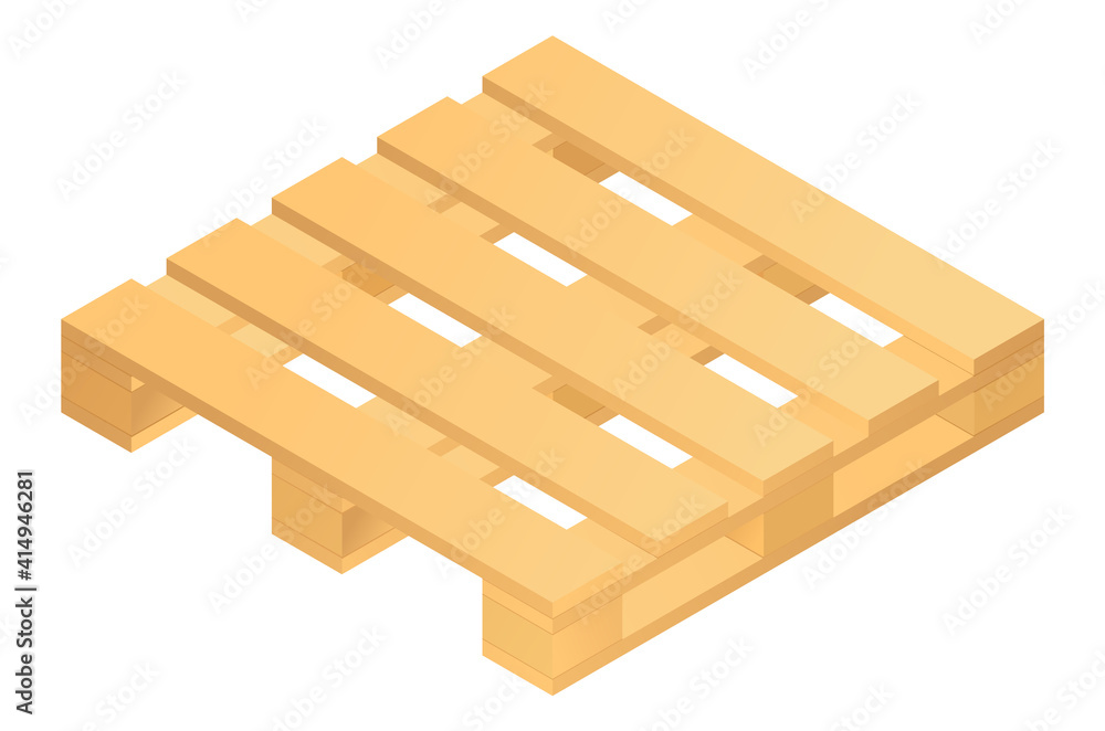 Isometric wooden pallet isolated on white background. Vector illustration. Isometric wooden pallet isolated on white background. Vector illustration.