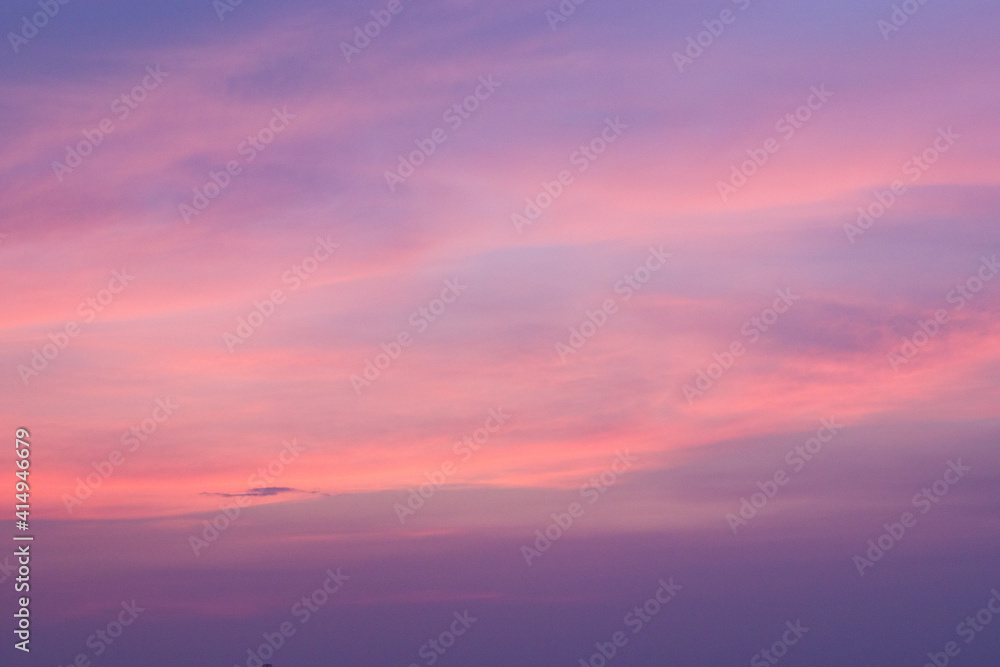The pink hue of cirrocumulus clouds in the sky at sunset