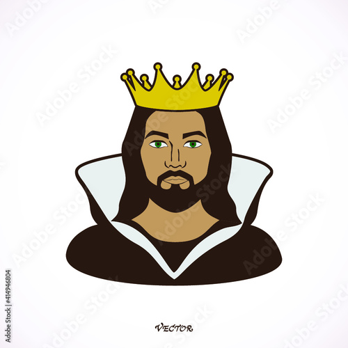 Stylized king (prince), flat style, icon isolated on white background, avatar
