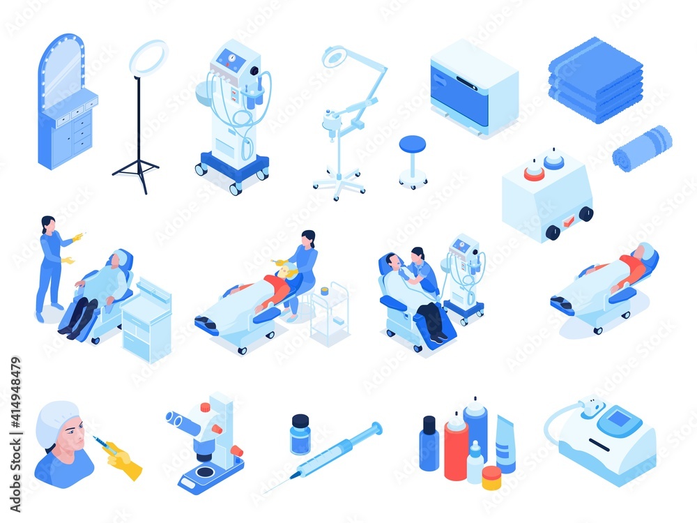 Isometric Cosmetology Set Isometric Cosmetology Set