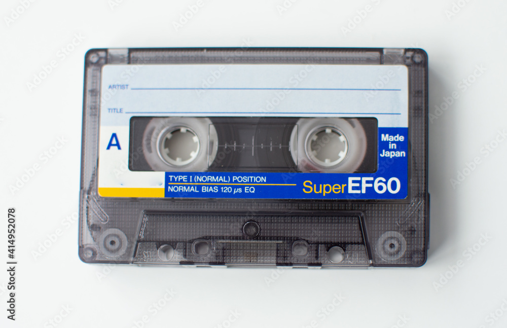 Fototapeta premium Audio cassette, on isolated white background. 