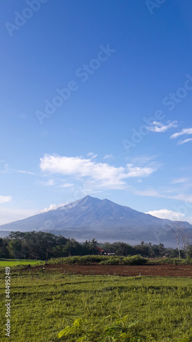 merbabu mountain landscape with blue sky