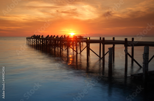Jetty at sunset st Kapalai resort, Kapalai Island, Borneo, Malaysia