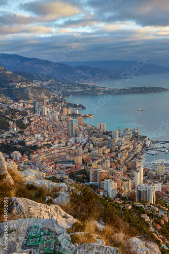 View of Montecarlo from the Tete de Chien, Principality of Monaco photo