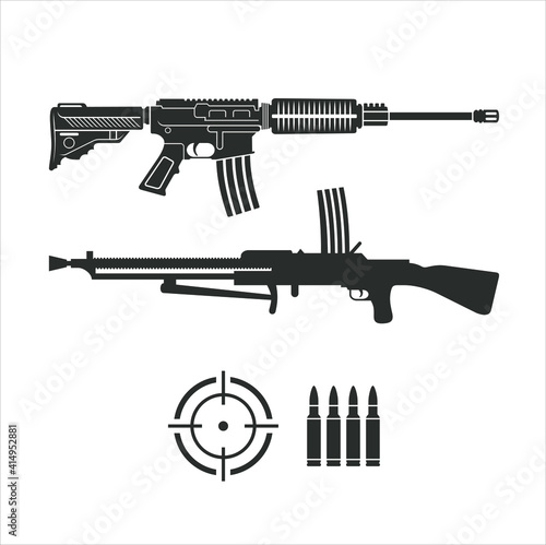 a collections of firearms icons, vector art.