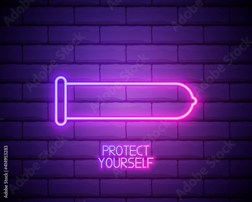 Condom neon icon. Elements of medical set. Simple icon for websites, web design, mobile app, info graphics