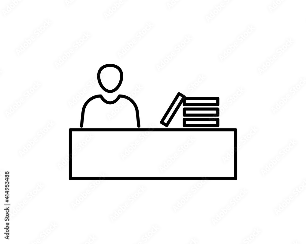 Office Worker Icon Person on Help Desk Service and Working in Glyph Pictogram illustration