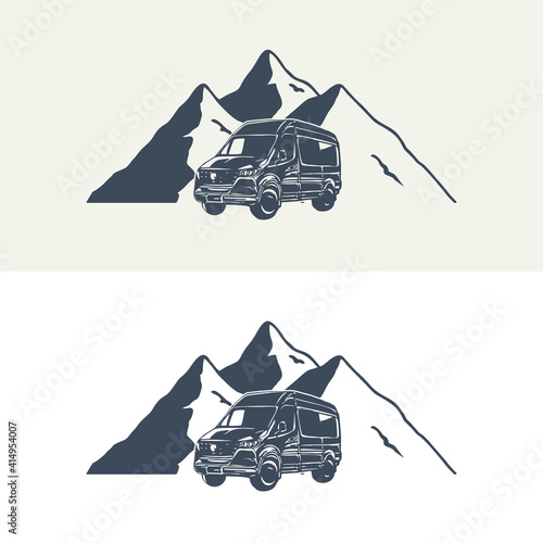 Handdrawn Van Black And White
