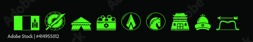 set of mongol cartoon icon design template with various models. vector illustration isolated on black background