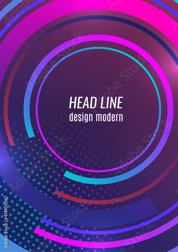 Creative circular lines with place for text. Vibrant gradient colors. Template for banner design, business concept or web advertising. Vector