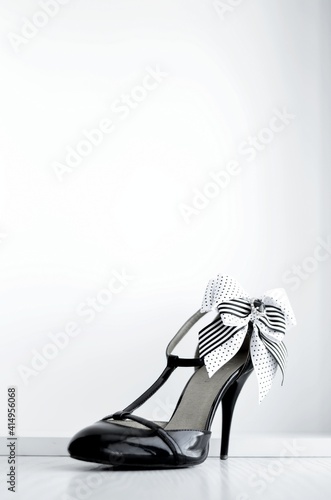 shoes, heel, fashion, woman, image, style, isolated, brooch, bow, high, female, glitter, white