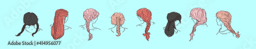 set of plait cartoon icon design template with various models. vector illustration isolated on blue background