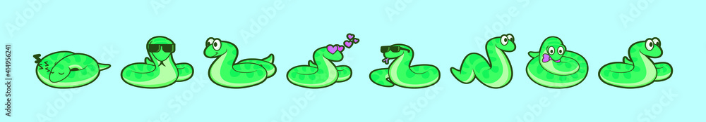 Fototapeta premium set of anaconda cartoon icon design template with various models. vector illustration isolated on blue background