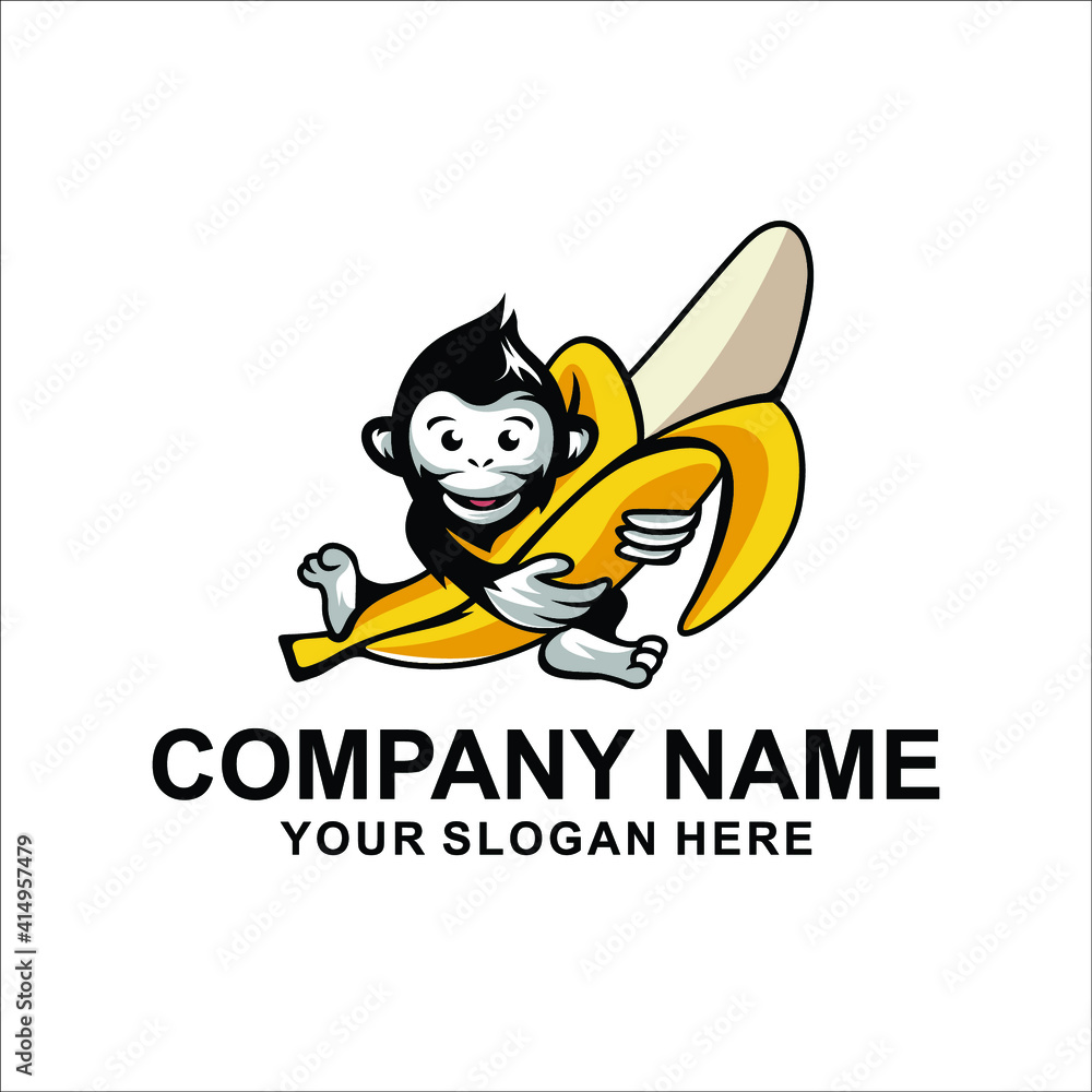 banana monkey logo vector Stock Vector Adobe Stock