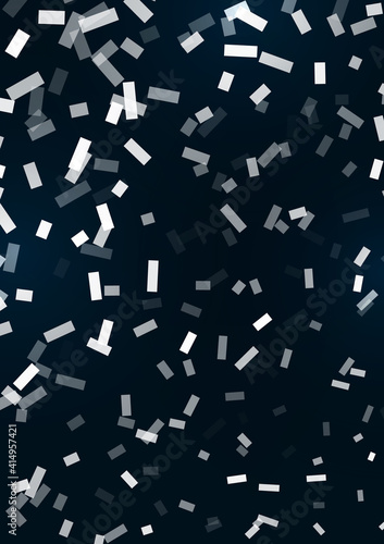 Background of scattered intersecting rectangles. A pattern of random particles, tiles, mosaics. Bright design element. Vector