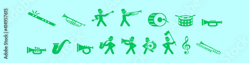 set of marching band cartoon icon design template with various models. vector illustration isolated on blue background