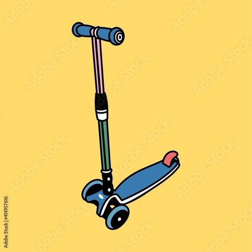 Kick scooter vector illustration. Transportation vehicle sport ride toy