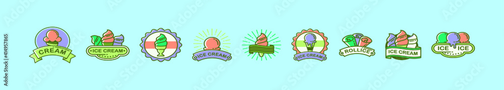 set of ice cream cartoon icon design template with various models. vector illustration isolated on blue background set of ice cream cartoon icon design template with various models. vector illustration isolated on blue background