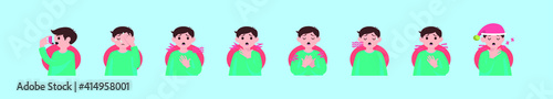 set of asthma cartoon icon design template with various models. vector illustration isolated on blue background