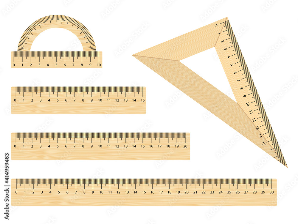 Set Of Wooden Rulers 15 20 And 30 Centimeters With Shadows Isolated On  White Measuring Tool School Supplies Stock Illustration - Download Image  Now - iStock
