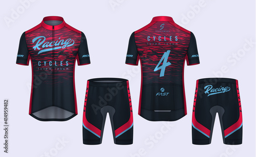Cycling Jerseys mockup,t-shirt sport design template,uniform for bicycle apparel.