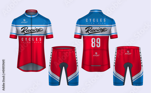 Cycling Jerseys mockup,t-shirt sport design template,uniform for bicycle apparel.