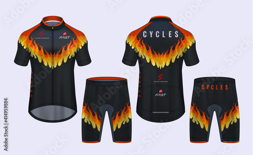 Cycling Jerseys mockup,t-shirt sport design template,uniform for bicycle apparel.