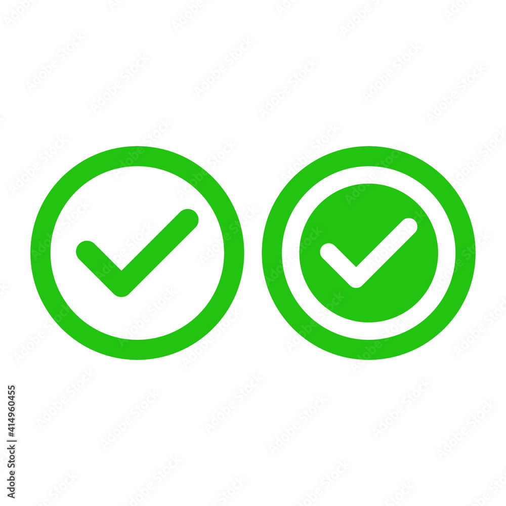 Check mark green line icons. Vector illustration. - Vector Check mark green line icons. Vector illustration. - Vector