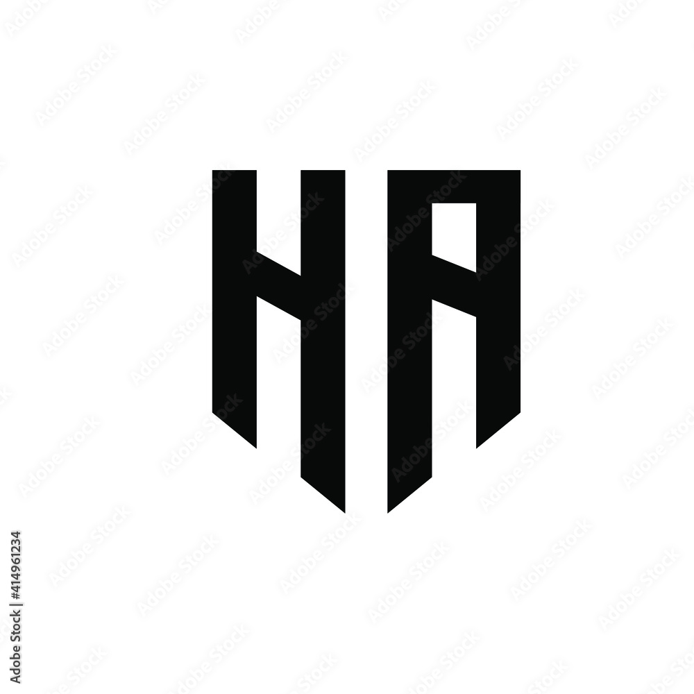 HA shield hexagon letter logo icon design HA shield hexagon letter logo icon design