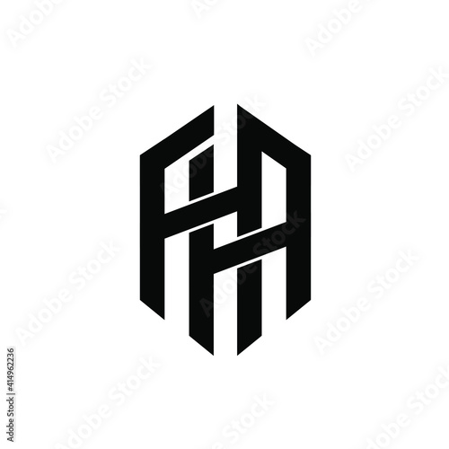 AA shield hexagon letter logo icon design