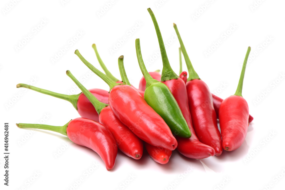 Red chili peppers on white background Red chili peppers on white background