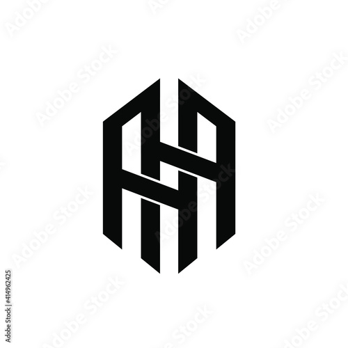 AA shield hexagon letter logo icon design