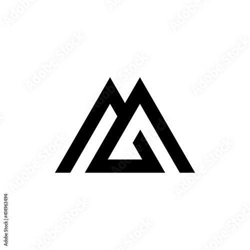 Simple Monogram triangle vector logo in a modern style letter MG