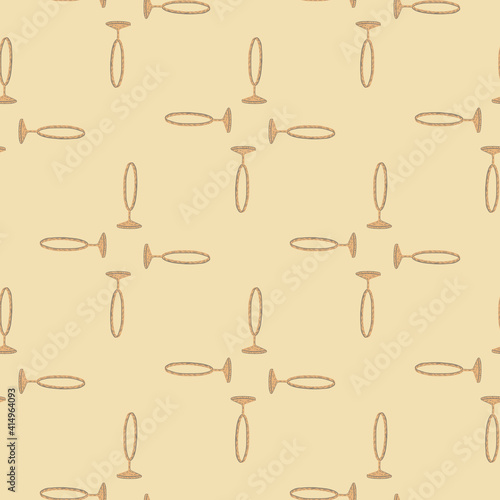 Geometric seamless doodle pattern with circus ring silhouettes ornament. Light beige palette.