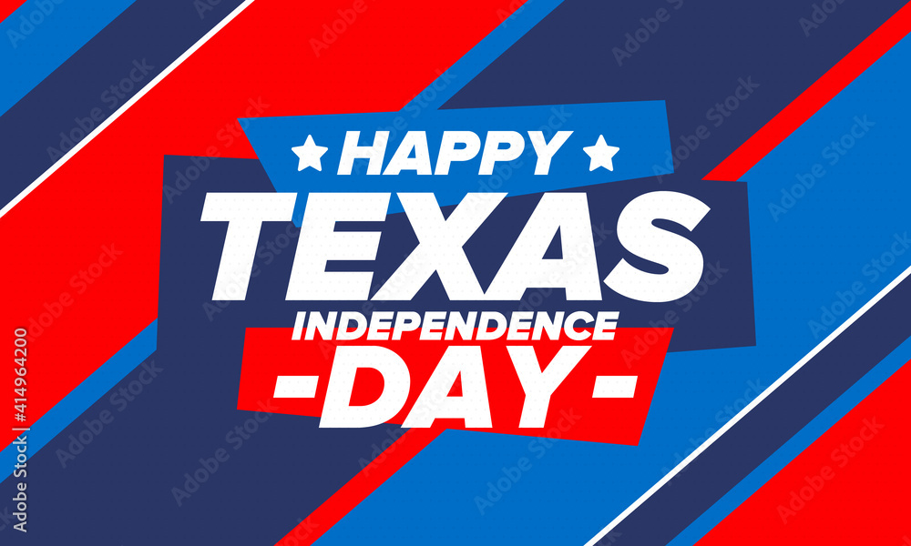 Fototapeta premium Texas Independence Day. Freedom holiday in Unites States, celebrated annual in March. Lone star flag. Texas flag. Patriotic sign and elements. Poster, card, banner and background. Vector illustration